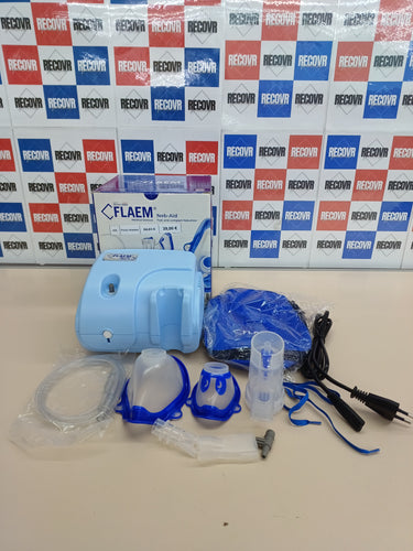 Flaem, Neb-Aid, Nebulizador Portátil, Rápido y Compacto para Vías Respiratorias Bajas, Máquina Nebulizadora para Adultos y Niños Certificada con Mascarillas Blanda y Filtro de Aire, Hecho en Italia